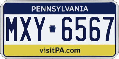 PA license plate MXY6567