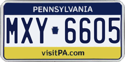 PA license plate MXY6605