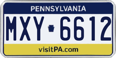 PA license plate MXY6612