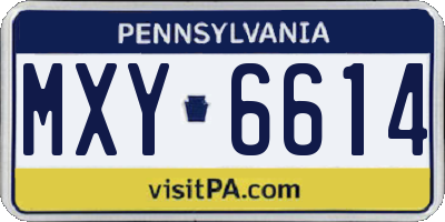 PA license plate MXY6614