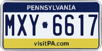 PA license plate MXY6617