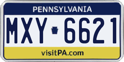 PA license plate MXY6621