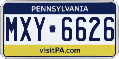 PA license plate MXY6626