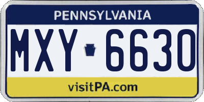 PA license plate MXY6630