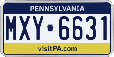 PA license plate MXY6631