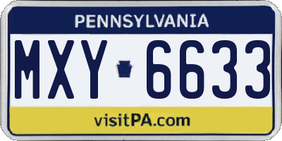 PA license plate MXY6633