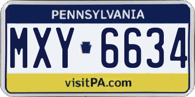 PA license plate MXY6634