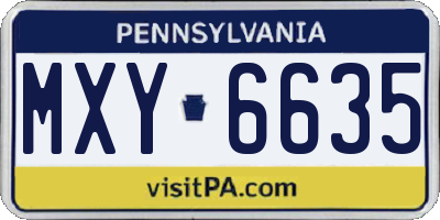 PA license plate MXY6635