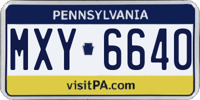 PA license plate MXY6640