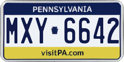 PA license plate MXY6642