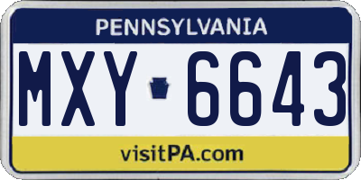 PA license plate MXY6643