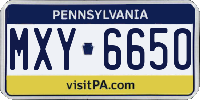 PA license plate MXY6650