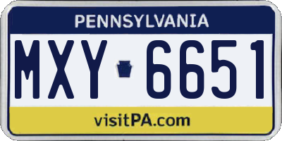 PA license plate MXY6651