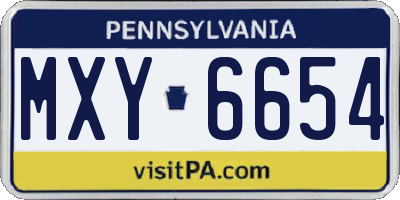 PA license plate MXY6654