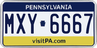 PA license plate MXY6667