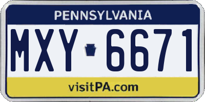 PA license plate MXY6671
