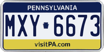 PA license plate MXY6673