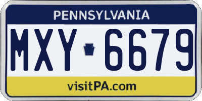 PA license plate MXY6679