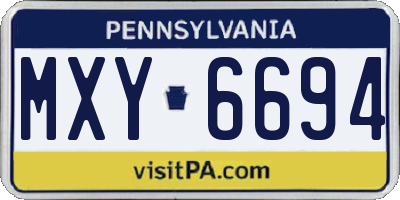 PA license plate MXY6694