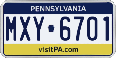 PA license plate MXY6701