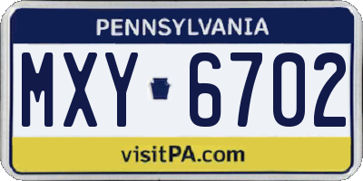 PA license plate MXY6702