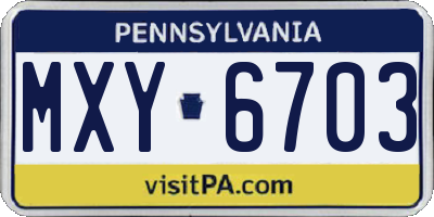 PA license plate MXY6703