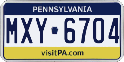 PA license plate MXY6704