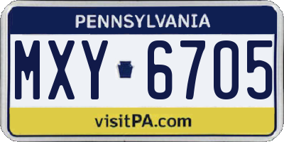 PA license plate MXY6705