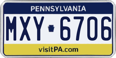PA license plate MXY6706
