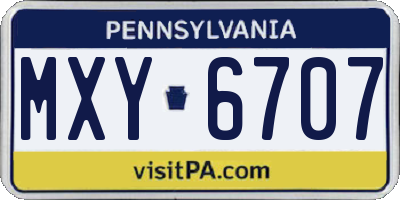 PA license plate MXY6707