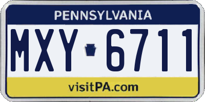 PA license plate MXY6711