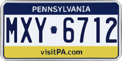 PA license plate MXY6712