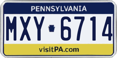 PA license plate MXY6714