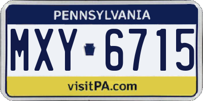 PA license plate MXY6715