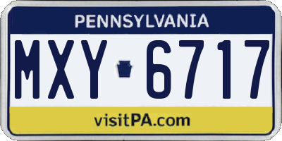 PA license plate MXY6717