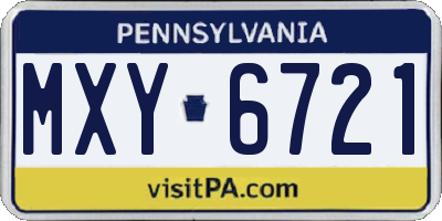 PA license plate MXY6721