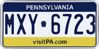 PA license plate MXY6723