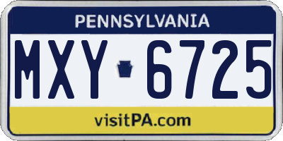 PA license plate MXY6725