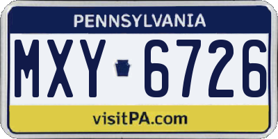 PA license plate MXY6726