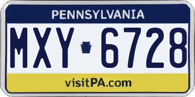 PA license plate MXY6728