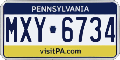 PA license plate MXY6734