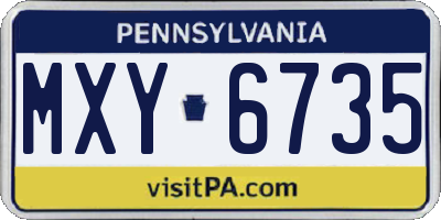 PA license plate MXY6735