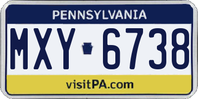 PA license plate MXY6738