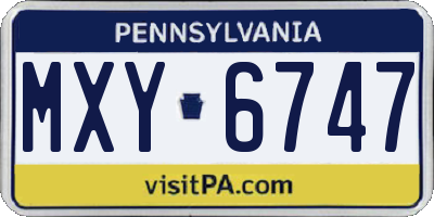 PA license plate MXY6747