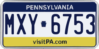 PA license plate MXY6753