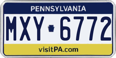PA license plate MXY6772