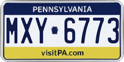 PA license plate MXY6773
