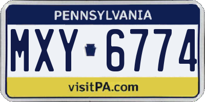 PA license plate MXY6774