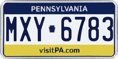 PA license plate MXY6783
