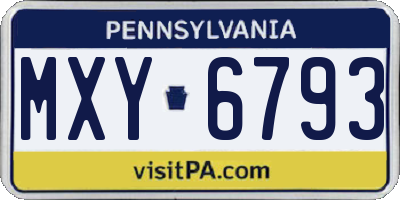 PA license plate MXY6793